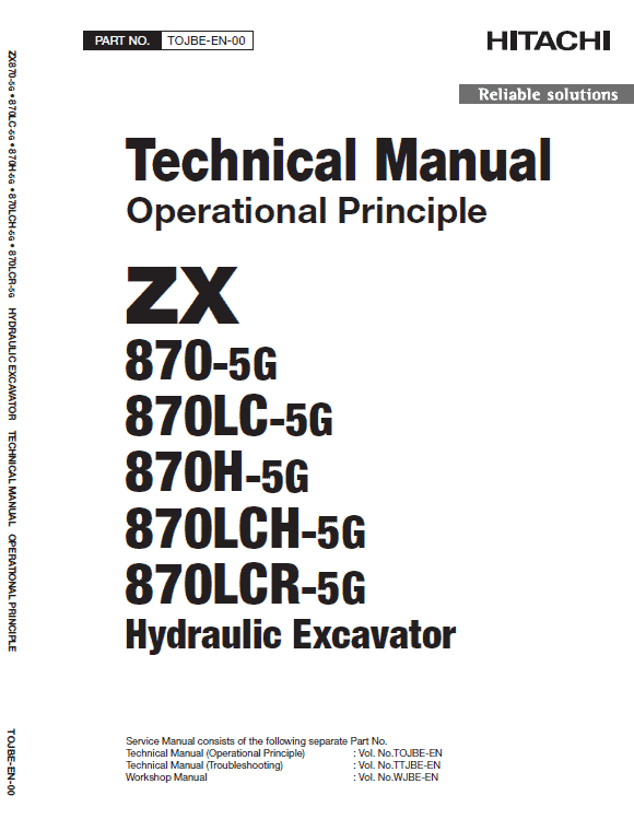 Hitachi Zx870-5g Excavator Service Manual