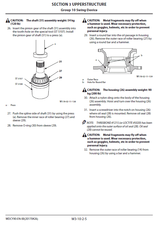 Hitachi Zx240-5a, Zx240lc-5a And Zx250lch-5a Excavator Manual