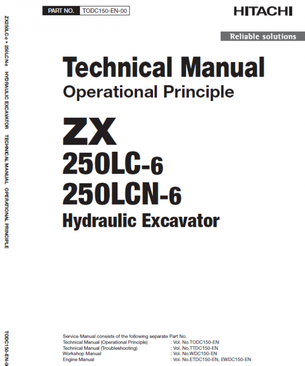 Hitachi Zx250lc-6 And Zx250lcn-6 Zaxis Excavator Manual