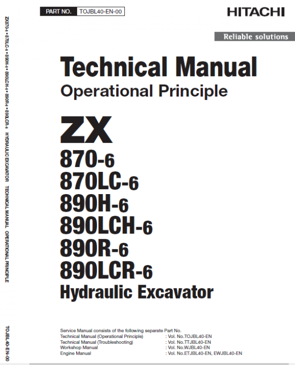 Hitachi Zx870-6 And Zx890h-6 Excavator Service Manual