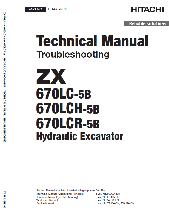 Hitachi Zx670lc-5b And Zx690lch-5b Excavator Manual