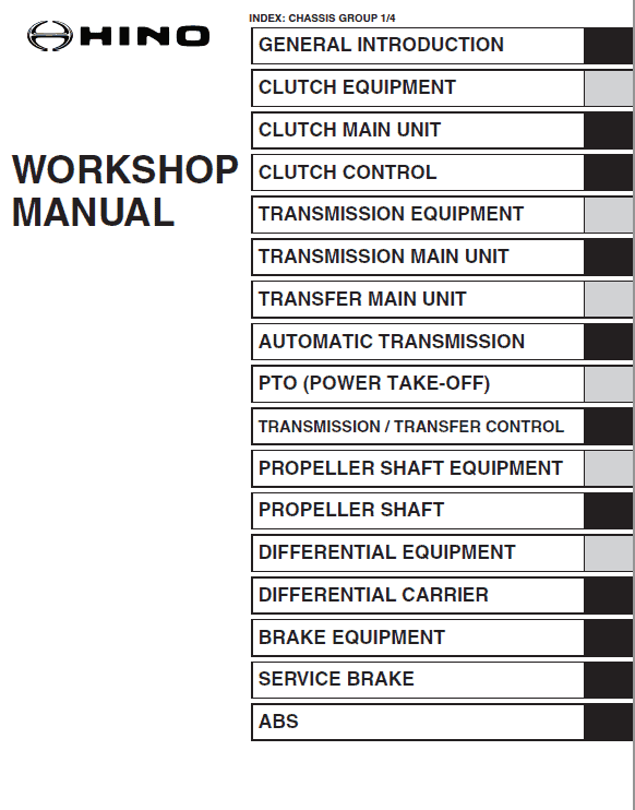 Hino Truck 2018 Conventional Service Manual