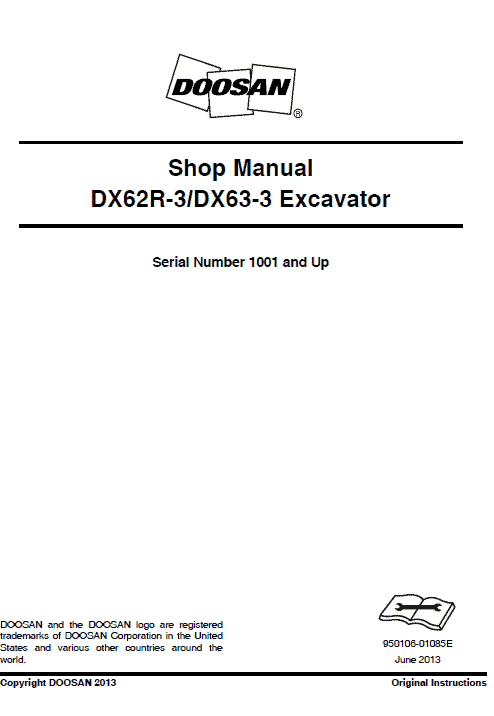 Doosan Dx62r-3 And Dx63-3 Excavator Service Manual