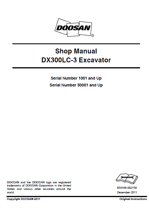 Doosan Dx300lc-3 Excavator Service Manual