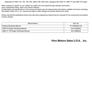 Hino Truck 2008 Service Manual