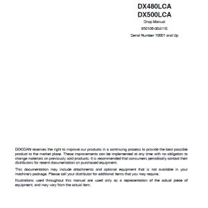 Doosan Dx480lca And Dx500lca Excavator Service Manual