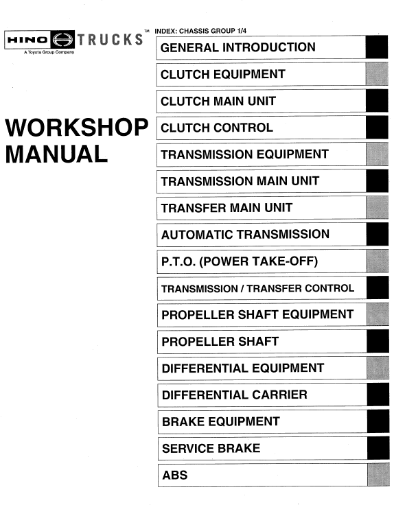 Hino Truck 2009 Service Manual