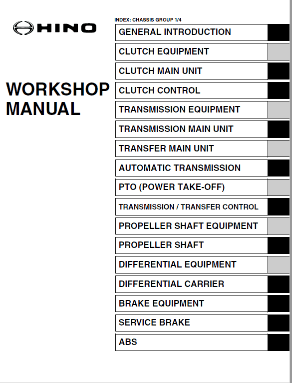 Hino Truck 2015 Conventional Service Manual