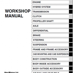 Hino Truck 2017 Coe Hev Service Manual