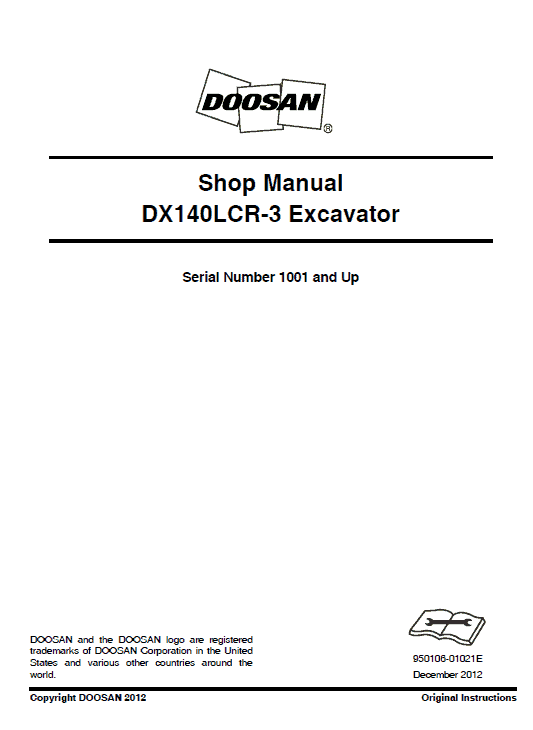 Doosan Dx140lcr And Dx140lcr-3 Excavator Service Manual