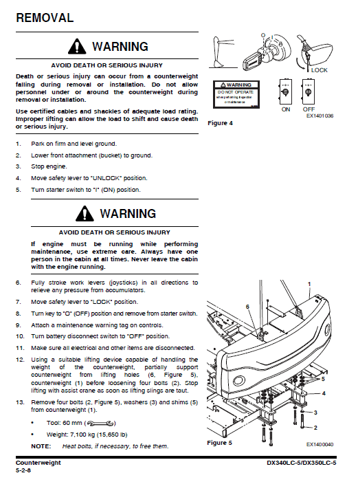 Doosan Dx340lc-5 And Dx350lc-5 Excavator Service Manual