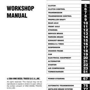 Hino Truck 2004 Service Manual