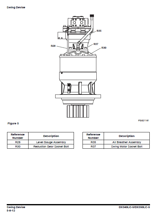 Doosan Dx340lc-5 And Dx350lc-5 Excavator Service Manual