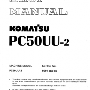 Komatsu Pc50uu-2 Excavator Service Manual