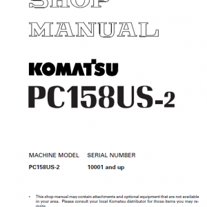 Komatsu Pc158us-2 Excavator Service Manual