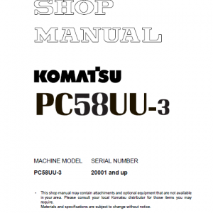 Komatsu Pc58uu-3 Excavator Service Manual