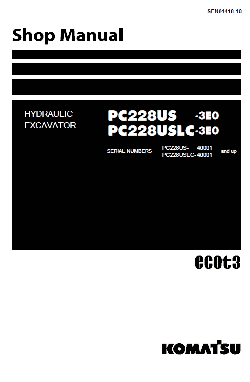 Komatsu Pc2288us-3e0 And Pc2288uslc-3e0 Excavator Manual