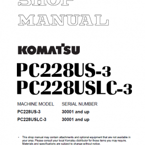 Komatsu Pc228us-3 And Pc228uslc-3 Excavator Service Manual