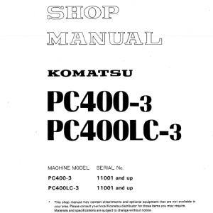 Komatsu Pc400-3, Pc400lc-3 Excavator Service Manual