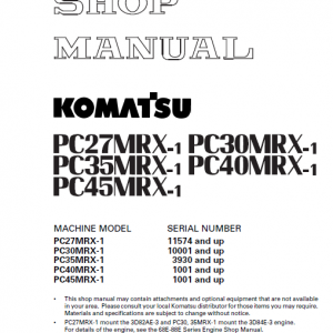 Komatsu Pc40mrx-1, Pc45mrx-1 Excavator Service Manual