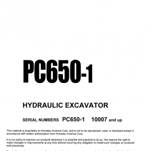 Komatsu Pc650-1 Excavator Service Manual