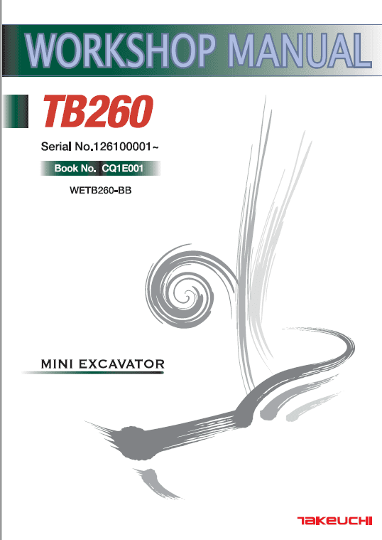 Takeuchi Tb260 Compact Excavator Service Manual