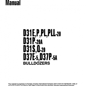 Komatsu D31p-20a, D31s-20, D31q-20, D37e-5, D37p-5a Dozer Manual