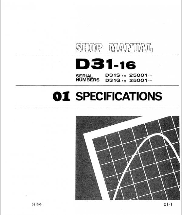 Komatsu D31-16, D31s-16, D31q-16 Dozer Service Manual