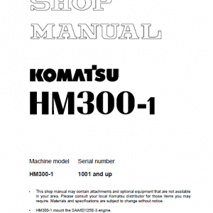 Komatsu Hm300-1 Dump Truck Service Manual