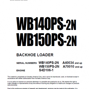 Komatsu Wb140ps-2n And Wb150ps-2n Backhoe Loader Service Manual