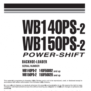 Komatsu Wb140ps-2 And Wb150ps-2 Backhoe Loader Service Manual