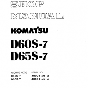 Komatsu D60s-7 And S65s-7 Dozer Service Manual