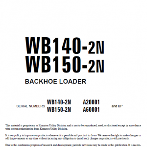 Komatsu Wb140-2n And Wb150-2n Backhoe Loader Service Manual