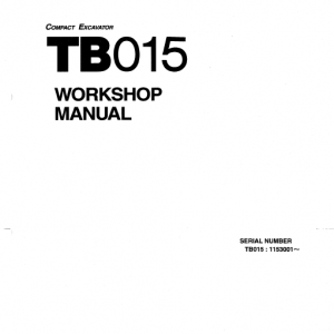 Takeuchi Tb015 Compact Excavator Service Manual