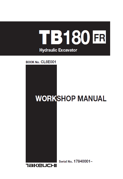 Takeuchi Tb180 Compact Excavator Service Manual