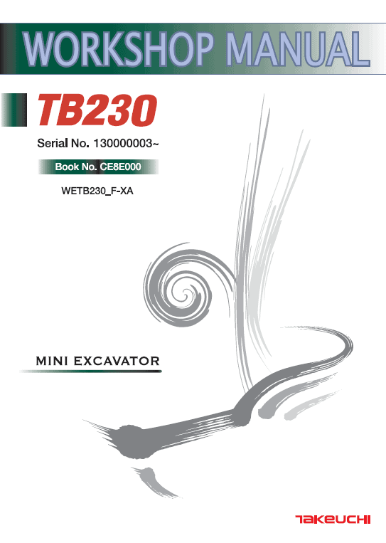 Takeuchi Tb230 Compact Excavator Service Manual