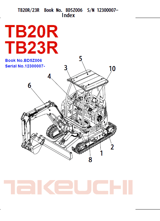 Takeuchi Tb23r Excavator Parts Manual