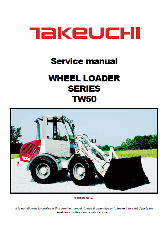 Takeuchi Tw50 Wheel Loader Service Manual