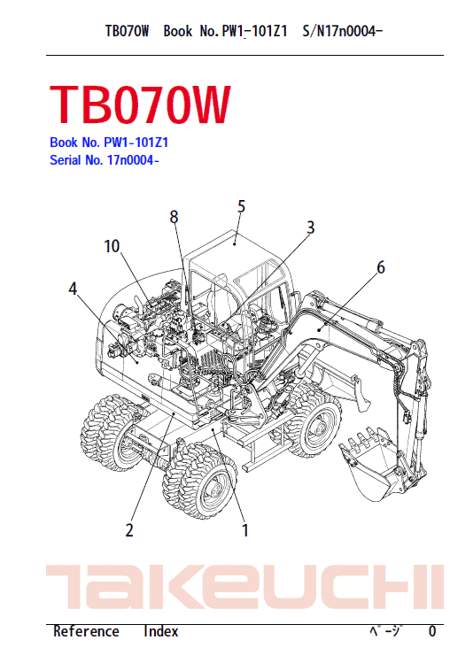 Takeuchi Tb070 And Tb070w Excavator Service Manual