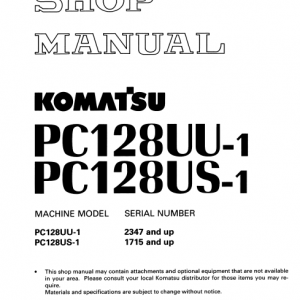 Komatsu Pc128uu-1 And Pc128us-1 Excavator Service Manual