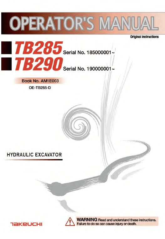 Takeuchi Tb290 Compact Excavator Service Manual