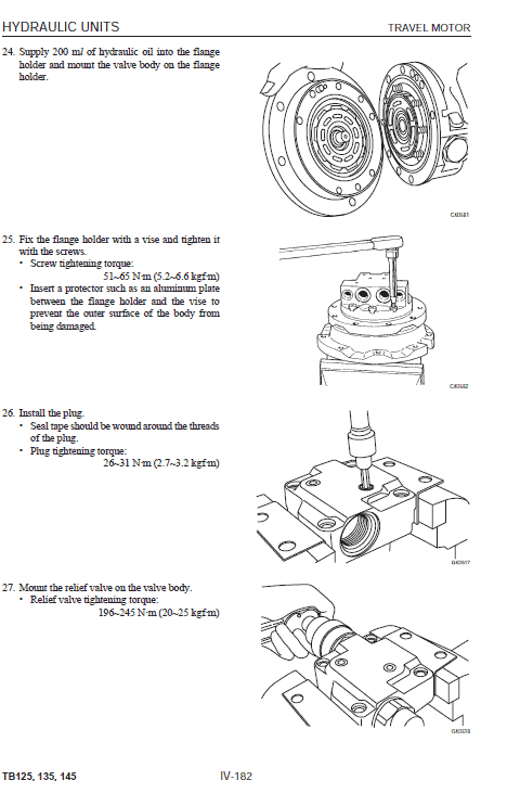 Takeuchi Tb125, Tb135 And Tb145 Excavator Service Manual