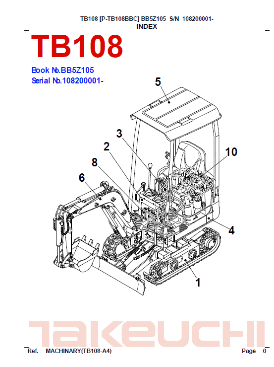 Takeuchi Tb108 Compact Excavator Service Manual