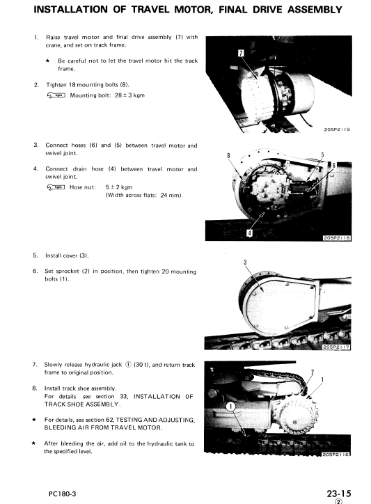 Komatsu Pc180lc-3, Pc180llc-3, Pc180nlc-3 Excavator Manual