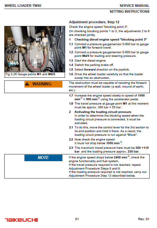Takeuchi Tw80 Wheel Loader Service Manual