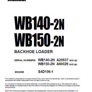 Komatsu Wb140-2n And Wb150-2n Backhoe Loader Service Manual