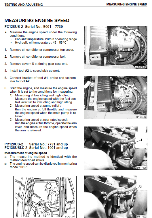 Komatsu Pc128us-2, Pc138us-2 And Pcn138uslc-2e0 Excavator Manual