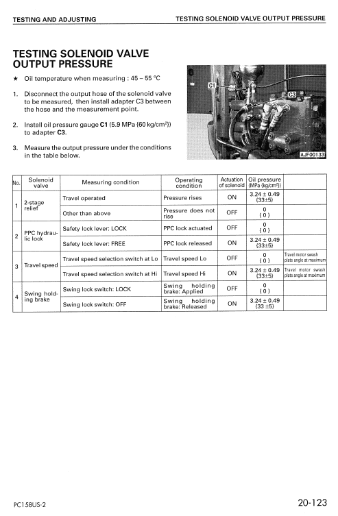 Komatsu Pc158us-2 Excavator Service Manual