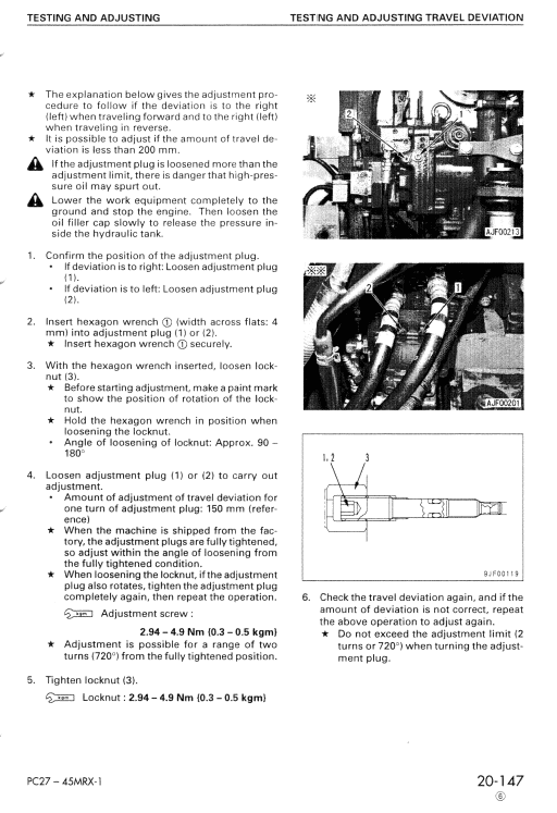 Komatsu Pc27mrx-1, Pc30mrx-1, Pc35mrx-1 Excavator Manual