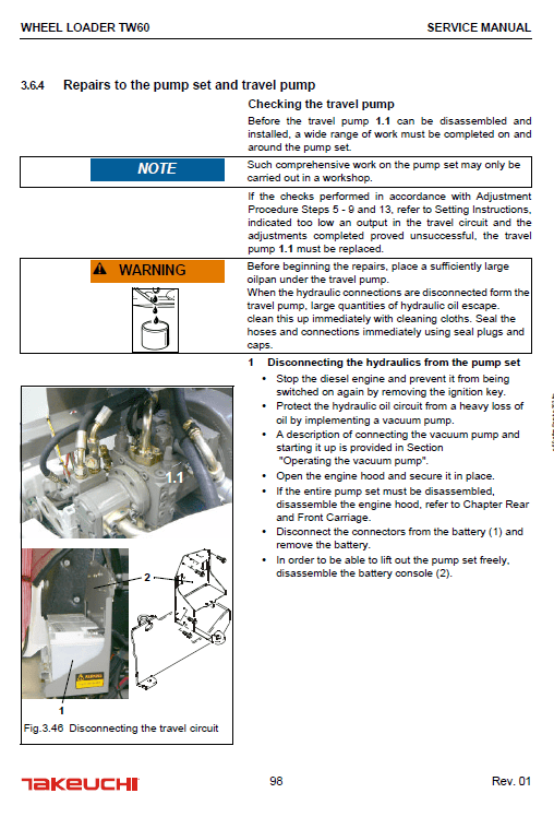 Takeuchi Tw60 Wheel Loader Service Manual